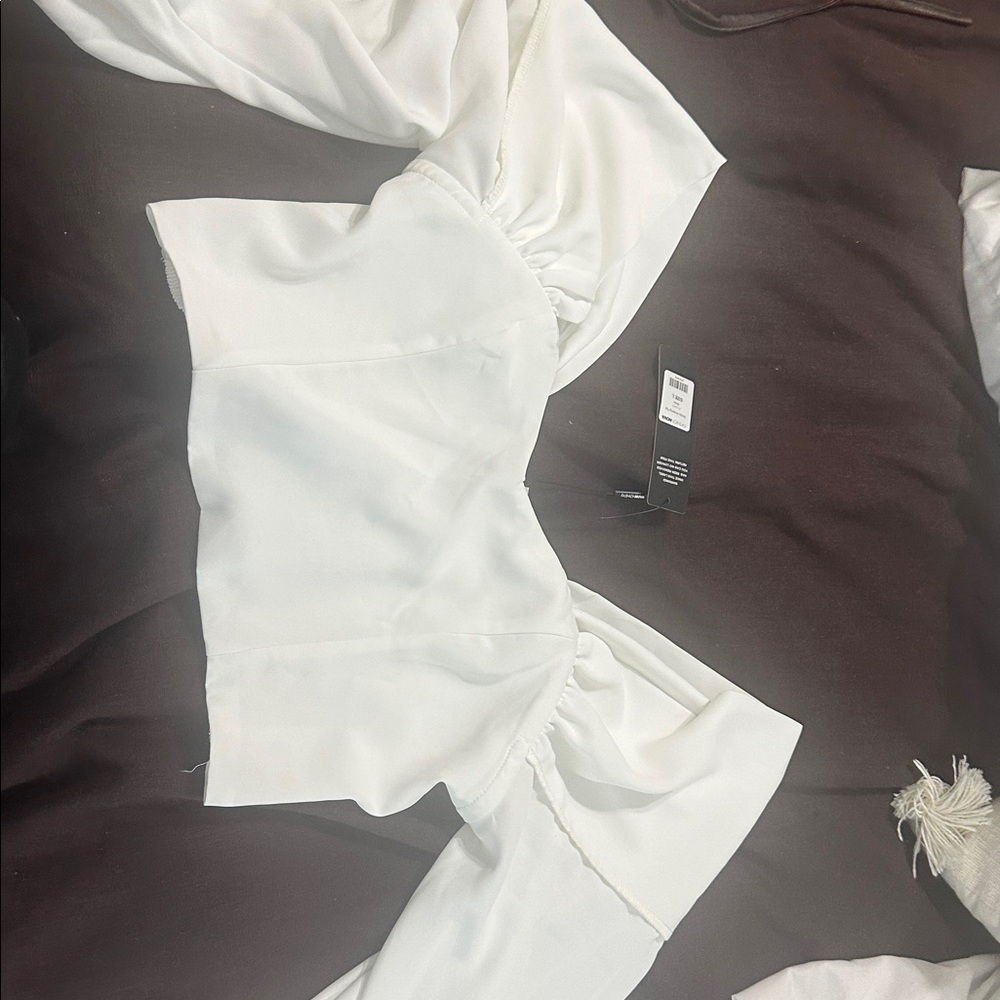 Fashion Nova White Smocked Off-Shoulder Top